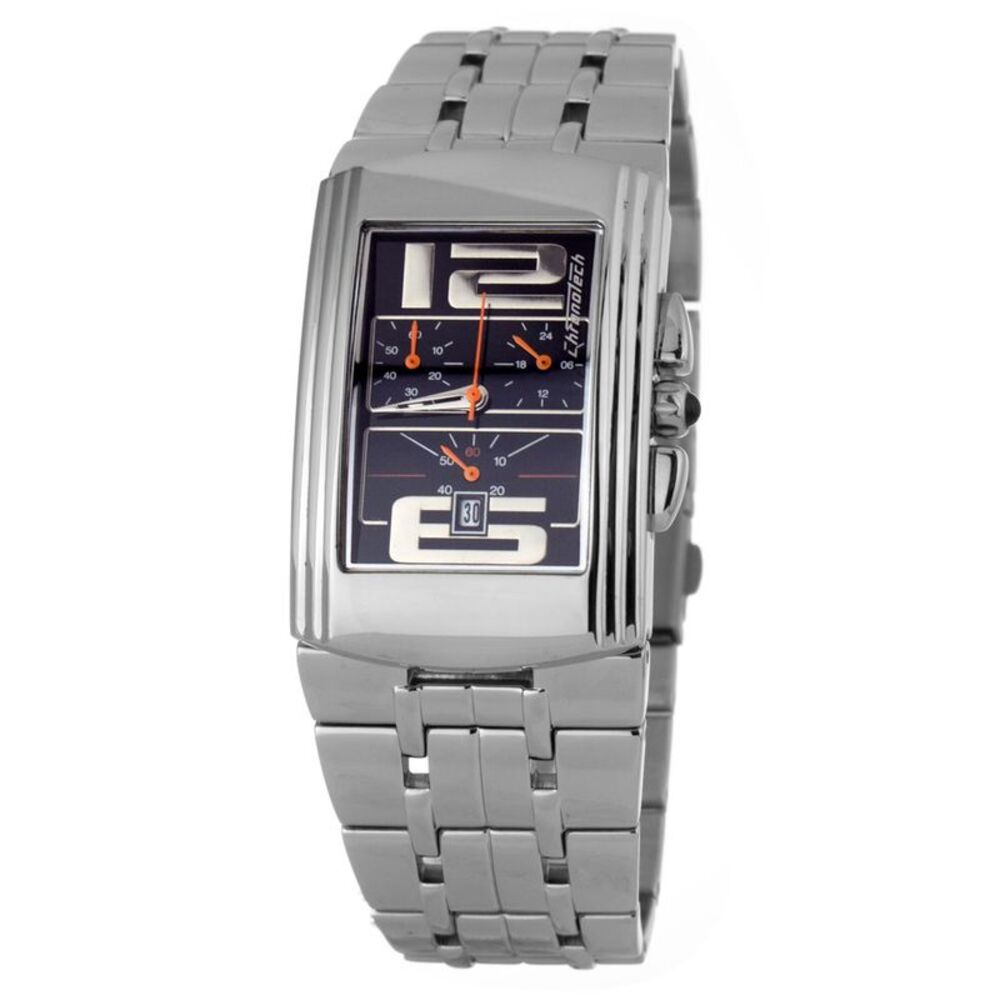 Chronotech Rectangular Chronograph Watch Men Silver Watches